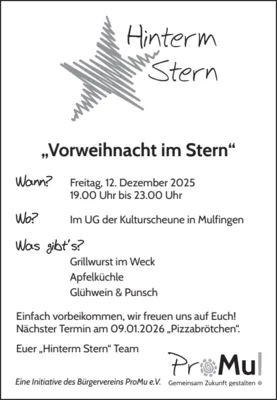 Veranstaltung: Vorweihnacht im Stern Fr 12.​12.​2025