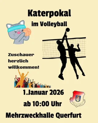 Katerpokal im Volleyball am 1. Januar ab 10 UHr in der Mehrzweckhalle