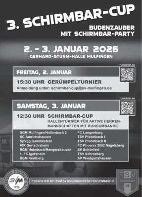 Veranstaltung: 3. Schirmbar-Cup - Budenzauber mit Schirmbar-Party 02. – 03.01.2026