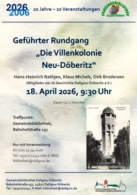 Veranstaltung: - AUSGEBUCHT - Gef&uuml;hrter Rundgang &bdquo;Die Villenkolonie Neu-D&ouml;beritz&ldquo; Sa 18.​04.​2026