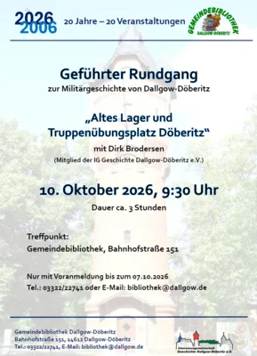 Veranstaltung: Geführter Rundgang „Altes Lager und Truppenübungsplatz“ Sa 10.​10.​2026