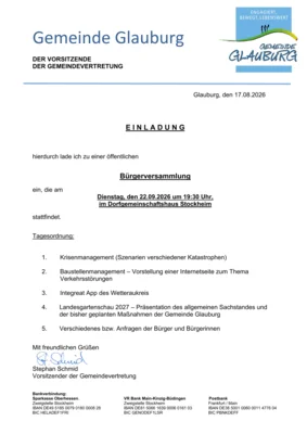 Veranstaltung: B&uuml;rgerversammlung Di 22.​09.​2026