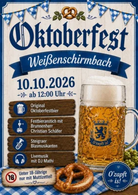 Oktoberfest am 10. Oktober in Weißenschirmbach