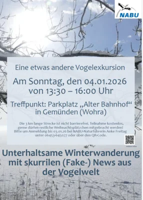 Veranstaltung: Winterwanderung mit Wahr-/Falschgeschichten aus der Vogelwelt So 04.​01.​2026
