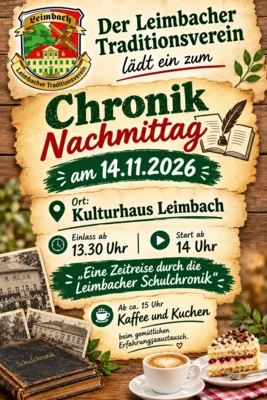 Chroniknachmittag im Kulturhaus Leimbach am 14. November