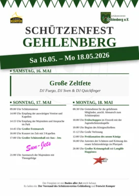 Veranstaltung: Sch&uuml;tzenfest Gehlenberg 16. – 18.05.2026