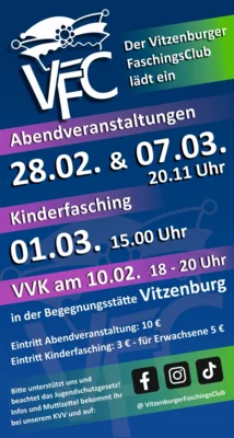 Plakat des Vitzenburger Faschingsclubs zur aktuellen Session