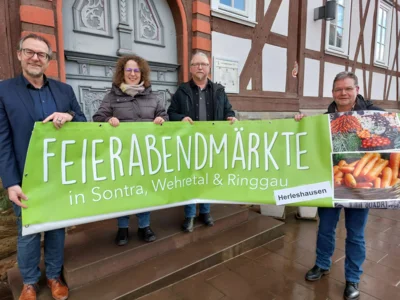 Vier Bürgermeister – ein gemeinsames Ziel. Thomas Eckhardt, Carolin Gisselmann, Frank Kummer und Marko Heckerodt bieten in ihren Kommunen Feierabendmärkte an
