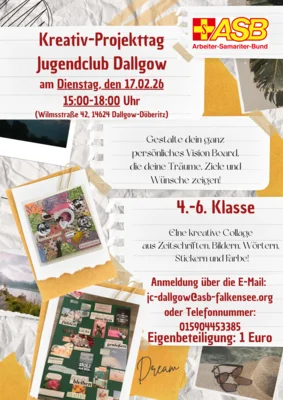 Veranstaltung: Kreativ-Projekttag im Jugendclub Dallgow Di 17.​02.​2026