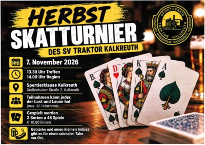 Veranstaltung: Herbstskatturnier des SV Traktor Kalkreuth Sa 07.​11.​2026