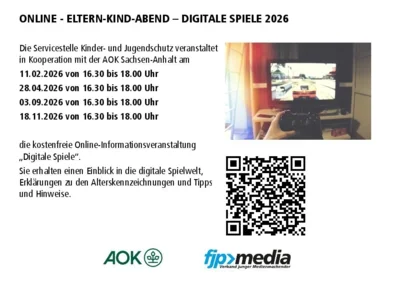 Hinweisplakat zum Online Eltern-Kind-Abend