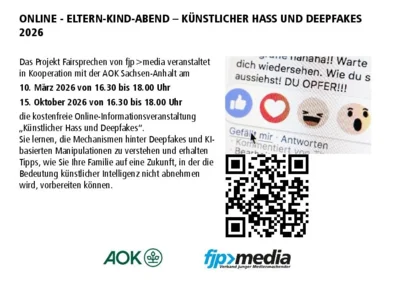 Hinweisplakat zum Online Eltern-Kind-Abend