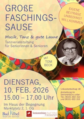 Veranstaltung: Gro&szlig;e Faschingssause mit Tom Beck - Tanznachmittag im HdB  Tanzen, Spa&szlig; und Karnevalstimmung Di 10.​02.​2026