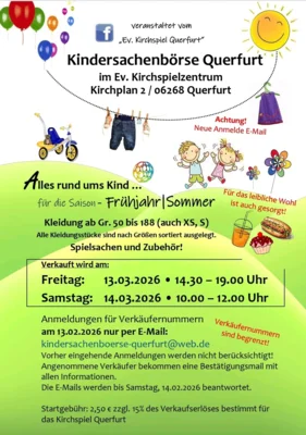 Hinweisplakat zur Kindersachenbörse des evangelischen Kirchspiels