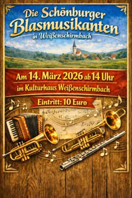 Die Schönburger Blasmusikanten spielen am 14. März im Kulturhaus in Weißenschirmbach