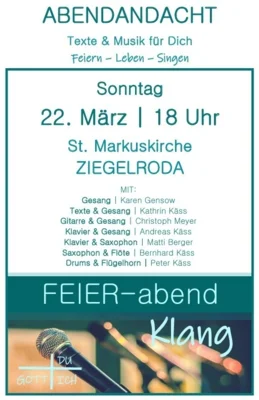 Abendandacht am 22. März in der Markuskirche Ziegelroda