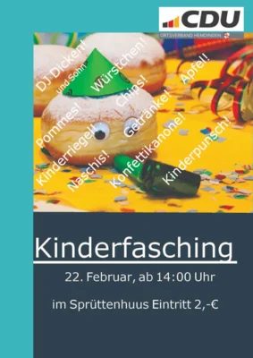Veranstaltung: Kinderfasching in Hemdingen So 22.​02.​2026