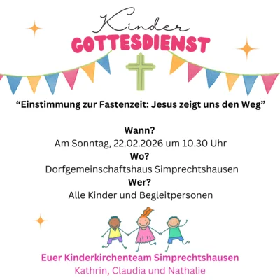 Veranstaltung: Kindergottesdienst "Einstimmung zur Fastenzeit: Jesus zeigt uns den Weg" So 22.​02.​2026