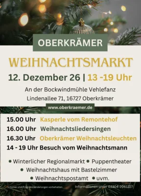 Veranstaltung: Oberkr&auml;mer Weihnachtsmarkt Sa 12.​12.​2026