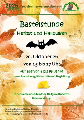 Veranstaltung: Bastelstunde "Herbst und Halloween" Di 20.​10.​2026