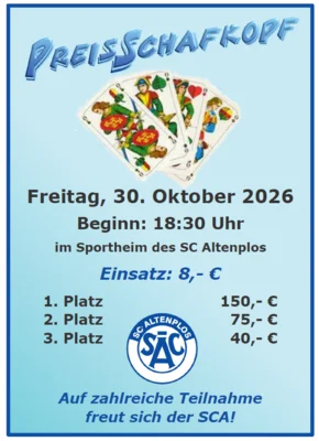Veranstaltung: Preisschafkopf Fr 30.​10.​2026
