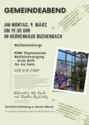 Veranstaltung: Evangelischer Kirchengemeindeabend Mo 09.​03.​2026