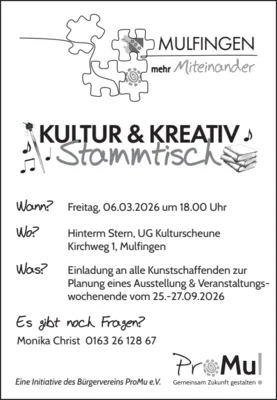 Veranstaltung: Kultur & Kreativ Stammtisch Fr 06.​03.​2026