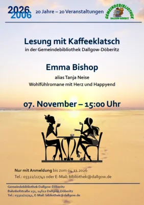 Veranstaltung: Lesung von Emma Bishop alias Tanja Neise Sa 07.​11.​2026