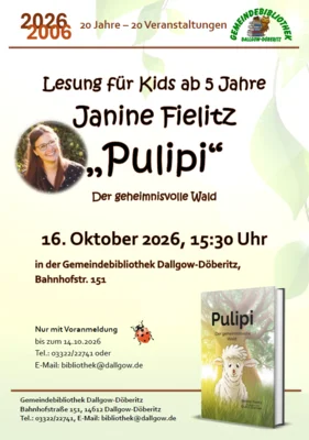 Veranstaltung: Lesung f&uuml;r Kids ab f&uuml;nf Fr 16.​10.​2026