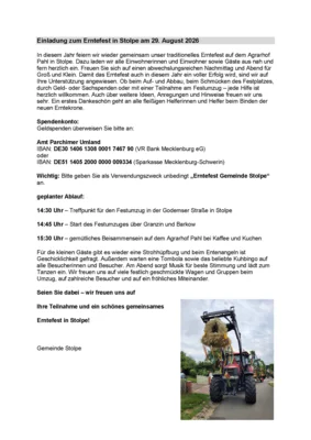 Einladung zum Erntefest nach Stolpe (Bild vergr&ouml;&szlig;ern)