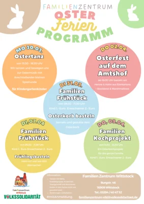 Flyer zum Familienzentrum Oster Ferien Programm