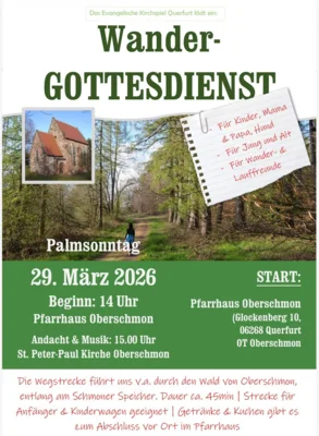 Wandergottesdienst am 29. März um 14 Uhr ab Kirche St. Peter-Paul in Oberschmon