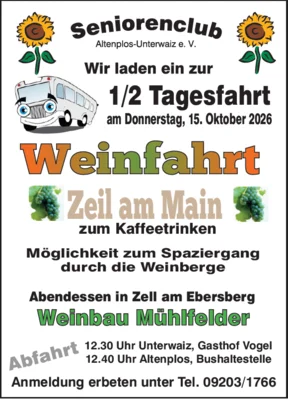 Veranstaltung: Weinfahrt - Zeil am Wein Do 15.​10.​2026