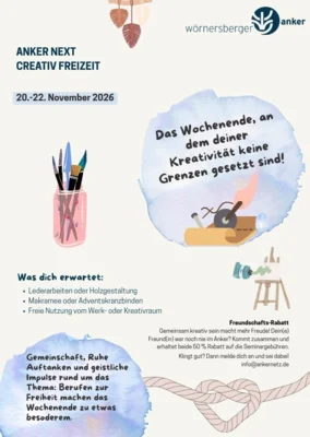 Veranstaltung: AnkerNext Creativ - f&uuml;r junge Erwachsene 20. – 22.11.2026