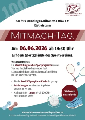 Veranstaltung: Mitmach-Tag beim TuS Hemdingen-Bilsen Sa 06.​06.​2026