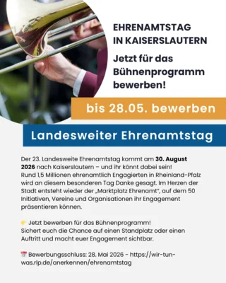 Jetzt für das Bühnenprogramm beim Landesweiten Ehrenamtstag bewerben