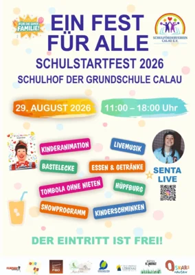 Flyer des Schulstartfestes. Grafik: Schulförderverein
