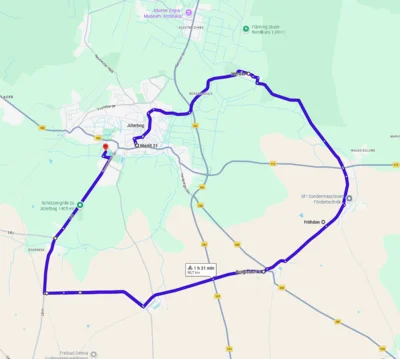 Teilstrecke RK4 (ca. 31 km) über Werder, Markendorf, Hohengörsdorf, Bochow und Rohrbeck (Bild vergr&ouml;&szlig;ern)