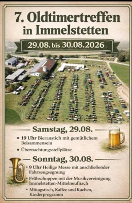 Veranstaltung: 7. Oldtimertreffen in Immelstetten 29. – 30.08.2026