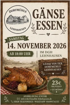 Veranstaltung: G&auml;nse-Essen Sa 14.​11.​2026