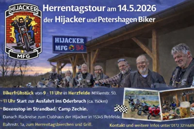 Flyer: MFG Hijacker lädt zur Herrentagstour durchs Oderland (Bild vergr&ouml;&szlig;ern)