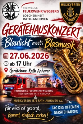 Veranstaltung: Ger&auml;tehauskonzert "Blaulicht meets Blasmusik" Sa 27.​06.​2026