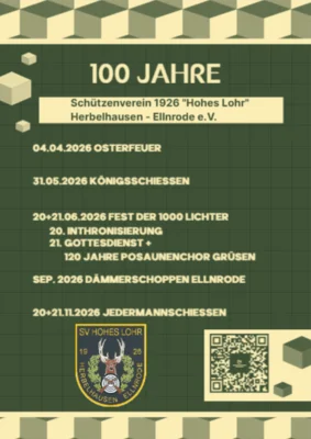 Veranstaltung: D&auml;mmerschoppen   - 100 Jahre Sch&uuml;tzenverein 1926 "Hohes Lohr" Herbelhausen/Ellnrode e.V. Sa 12.​09.​2026