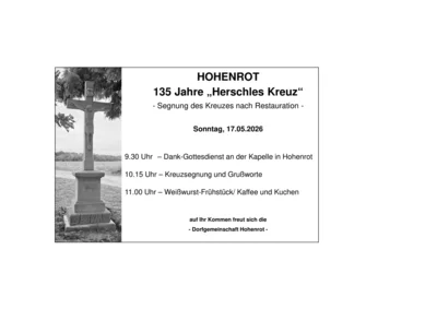 Veranstaltung: Hohenrot 135 Jahre "Herschles Kreuz" So 17.​05.​2026