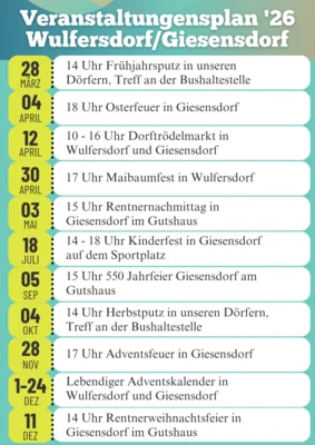 Veranstaltungsplan 2026 - Giesensdorf/Wulfersdorf (Bild vergr&ouml;&szlig;ern)