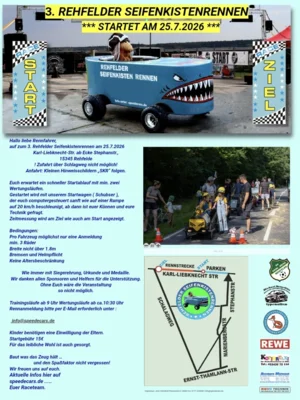 Plakat 3. Rehfelder Seifenkistenrennen (Detail-Infos) (Bild vergr&ouml;&szlig;ern)