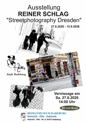 Veranstaltung: Vernissage zur neuen Sonderausstellung "Streetphotographie Dresden" von Reiner Schlag Sa 27.​06.​2026