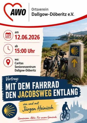 Veranstaltung: Vortrag "Mit dem Fahrrad den Jakobsweg entlang" Fr 12.​06.​2026