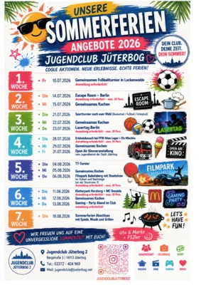 Veranstaltung: Sommerferien im Jugendclub 10.07. – 18.08.2026