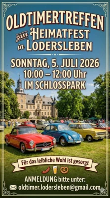 Oltimertreffen zum Loderslebener Heimatfest am 5. Juli